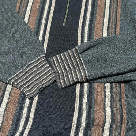 Vintage Florence Tricot Quarter Zip Sweater XL Italian Knit Striped Pullover - Picture 5 of 6